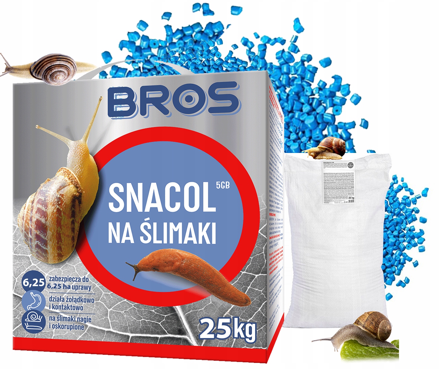Snacol 5GB Bros Trutka Środek Rolniczy Na Wszystkie Ślimaki 25 Kg 6,25 ha
