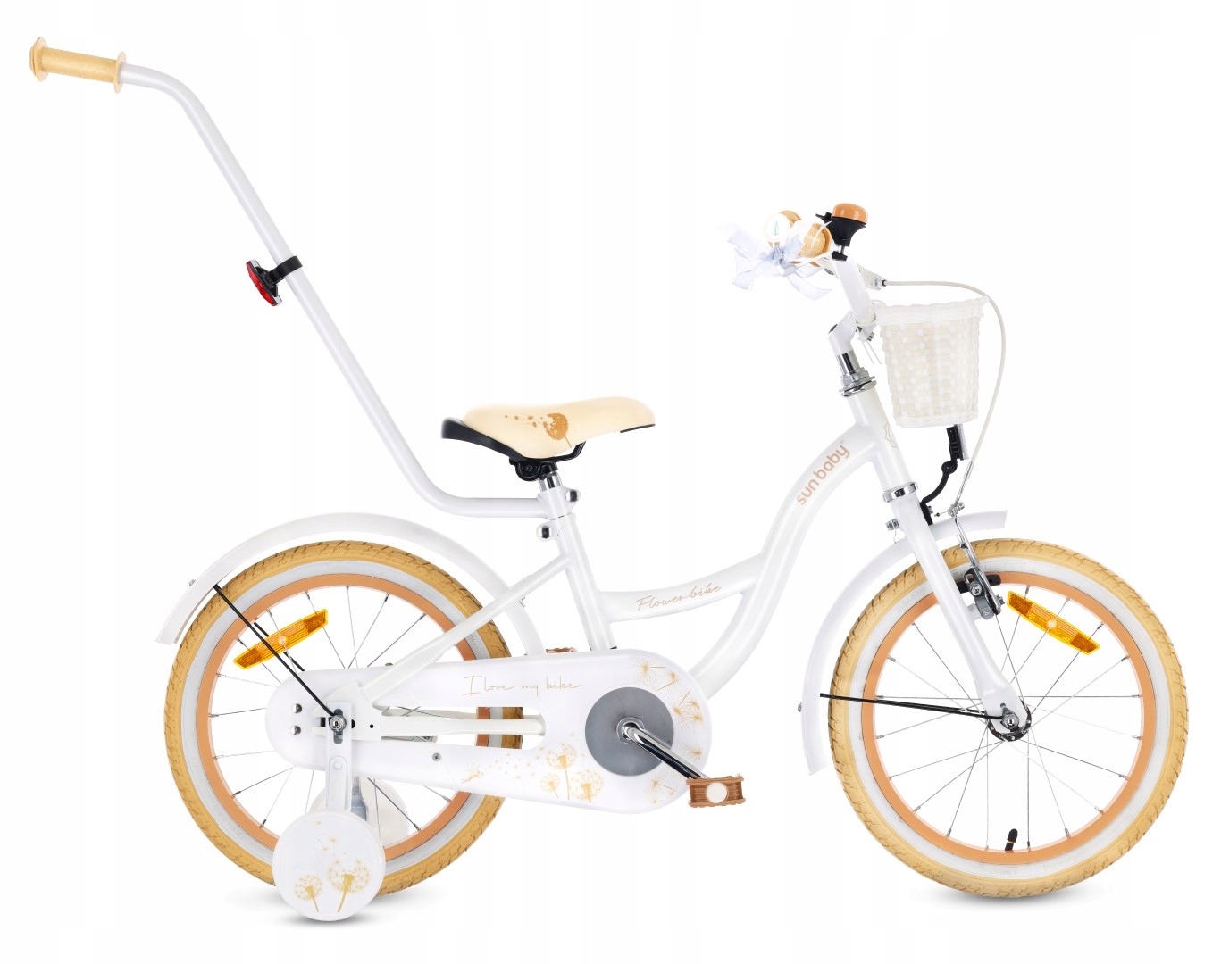 Rowerek dziecięcy Rower dla dziewczynki 16 cali Koszyk Pchacz Kółka boczne