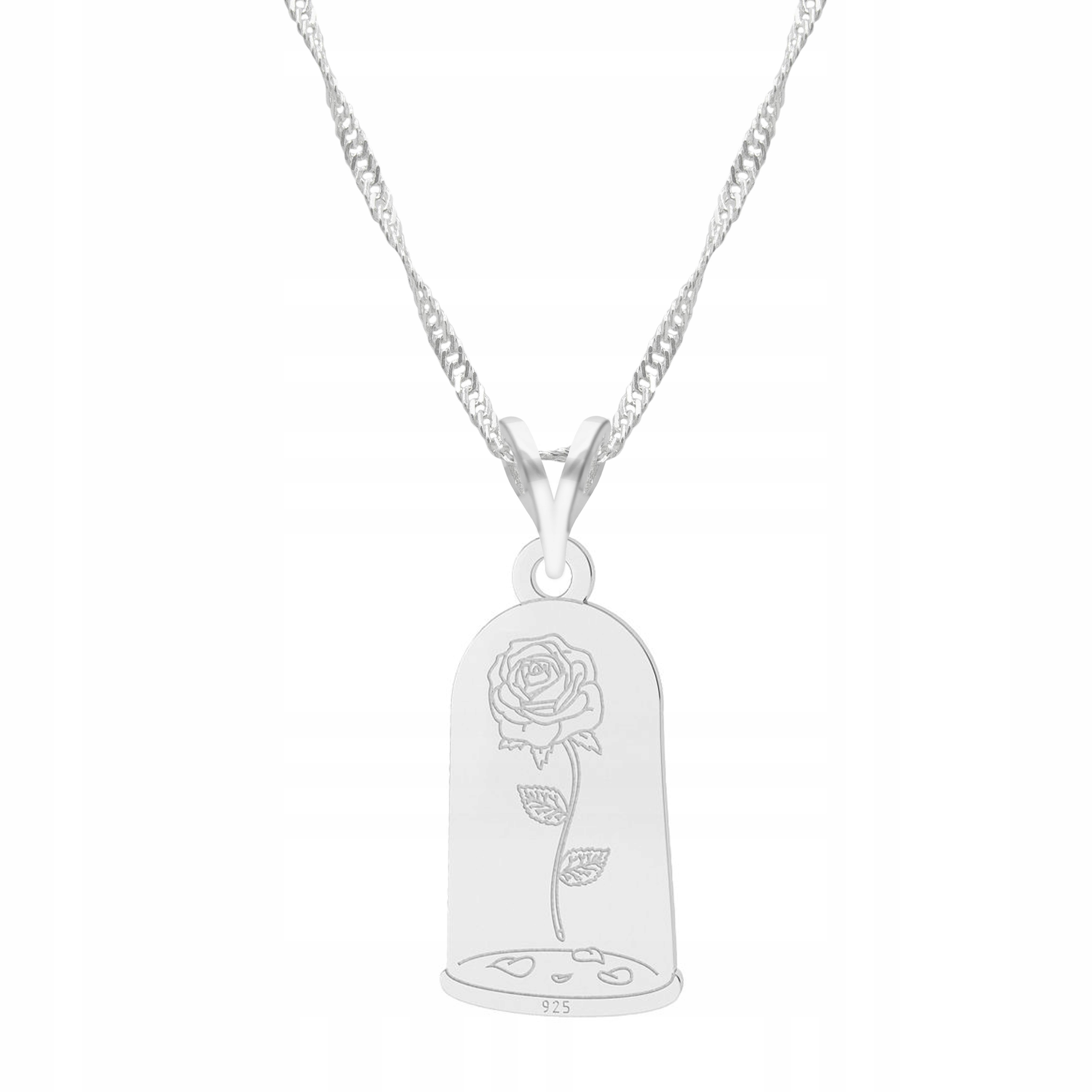 Stříbrný řetízek náhrdelník 925 Růže Květina Rose