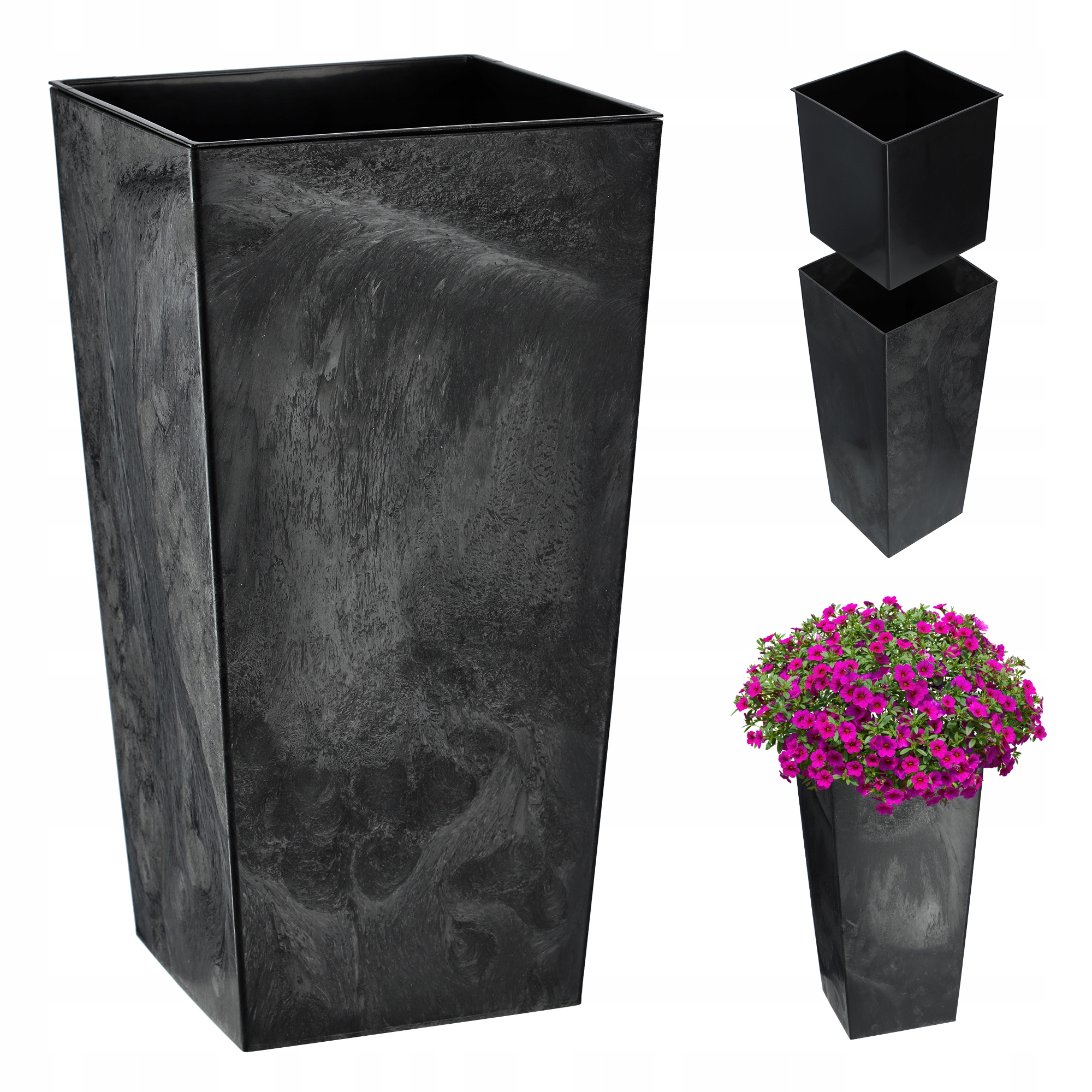 DONICZKA DONICA NA KWIATY 36cm OSŁONKA Z WKŁADEM WYSOKA KWIETNIK