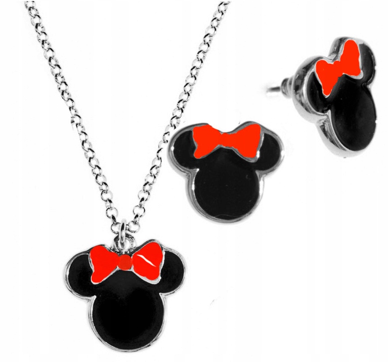 Stříbrná Sada Šperků Mickey Mouse černá s mašlí Colibra