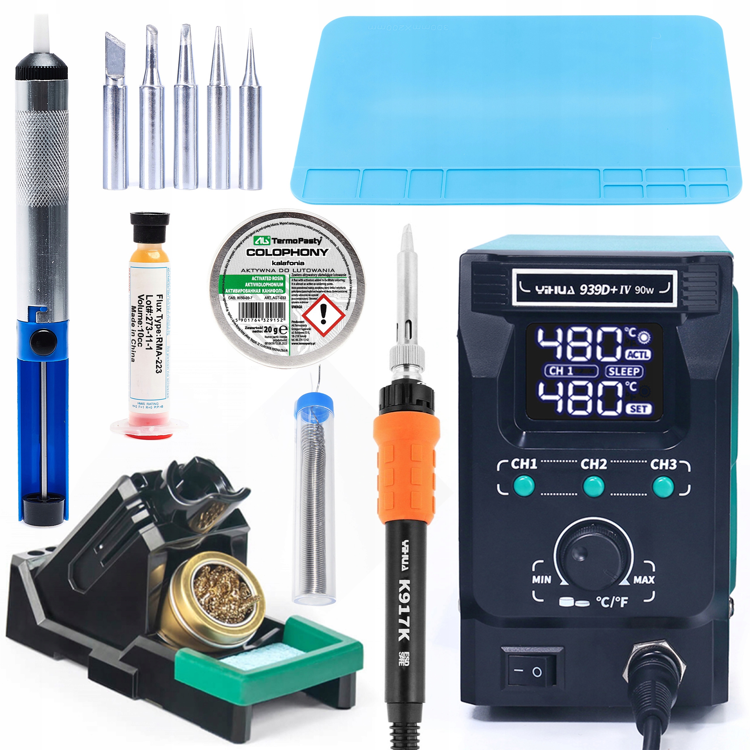 Pájecí Stanice Yihua 939D+IV 90W Sada 11 Doplňků Podložka