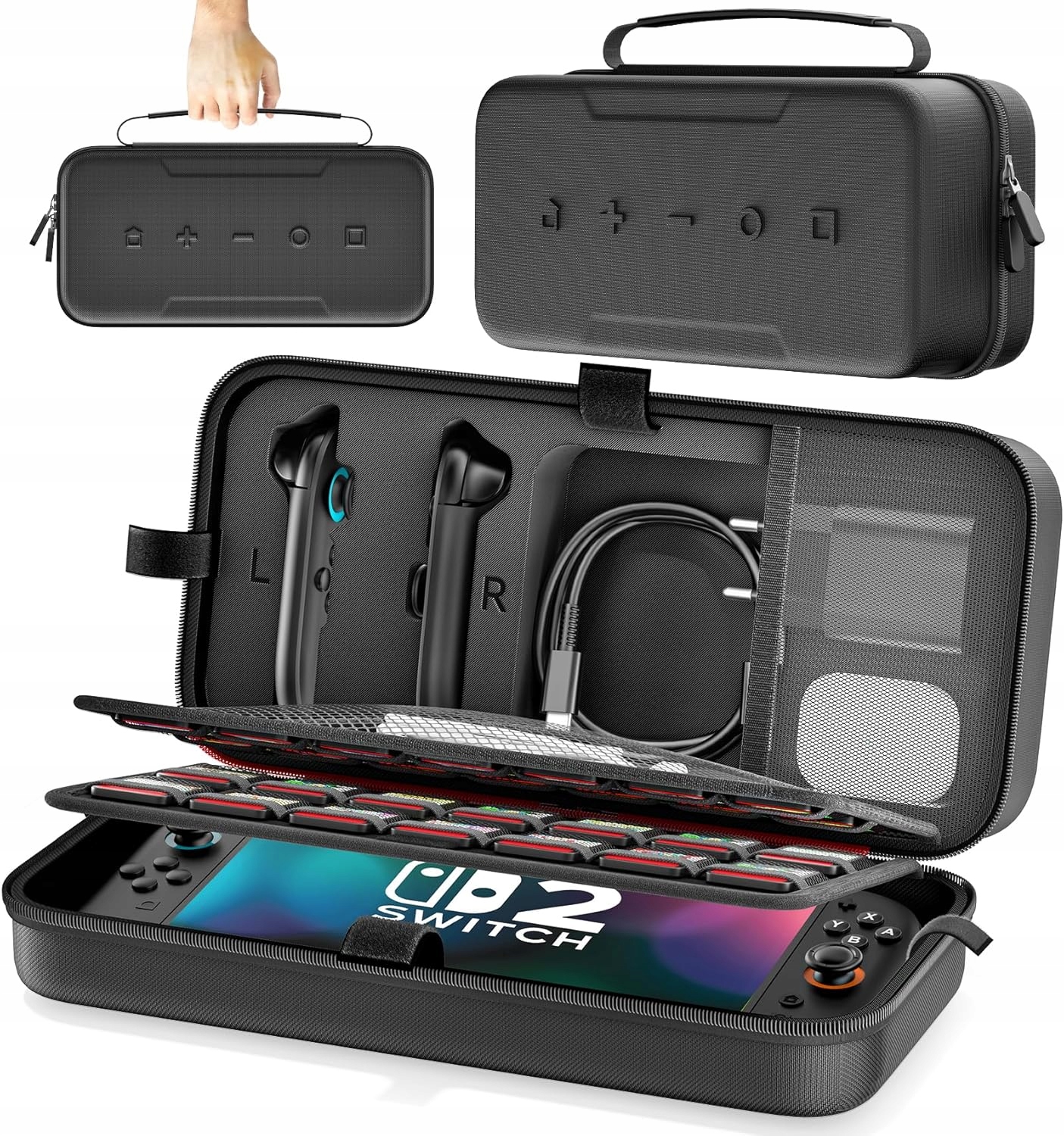 Etui kompatybilne z Nintendo Switch 2 na 28 kart z grami podróżne czarne