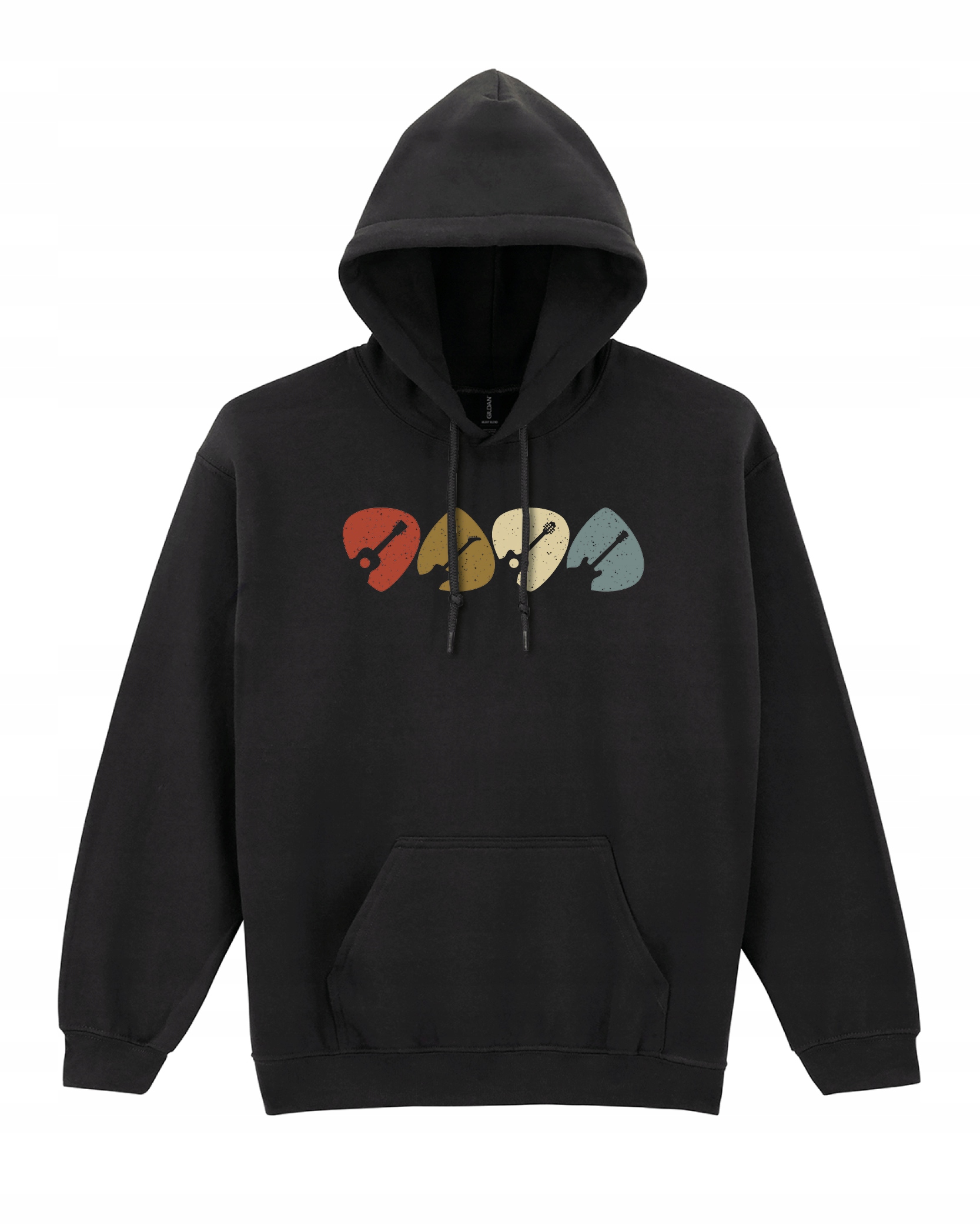 Mikina Kytarové kostky Kytara pro kytarovou hudbu Tisk Černá XL