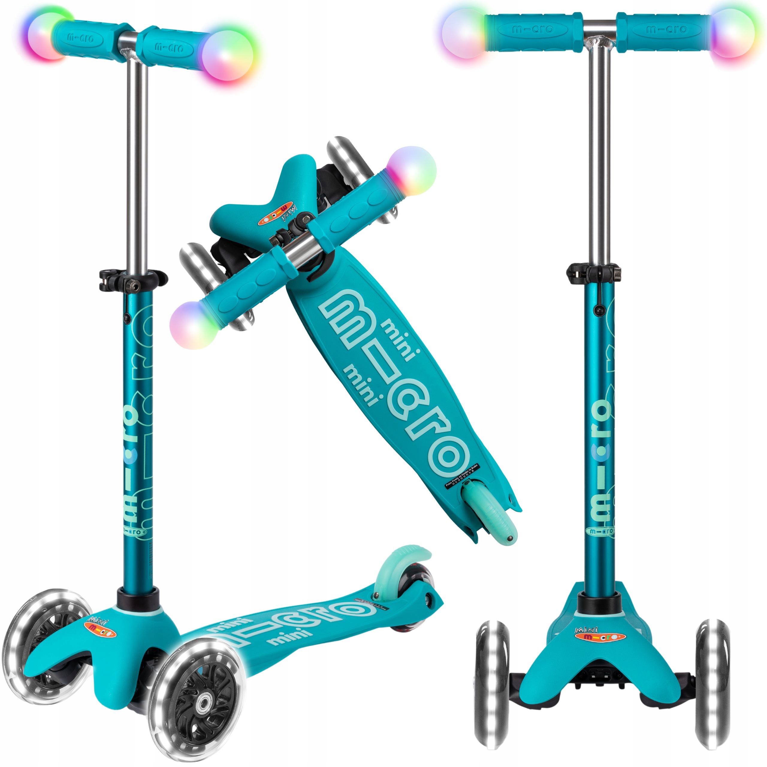 Hulajnoga Trójkołowa dla Dzieci Micro Deluxe Magic Led Koła Led Turkusowa