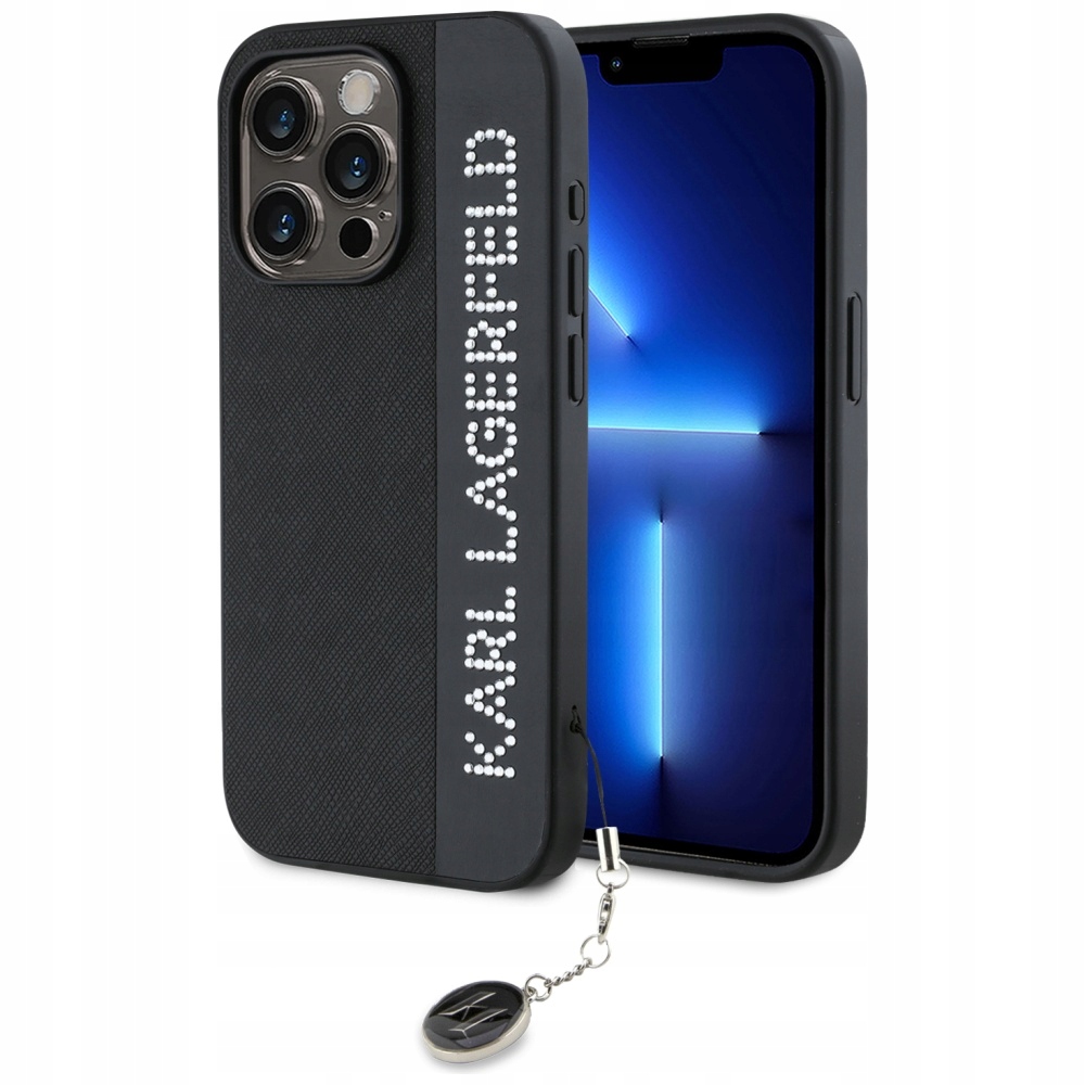 Etui Karl Lagerfeld do iPhone 15 Pro Max 6.7" czarny Rhinestones & Charm