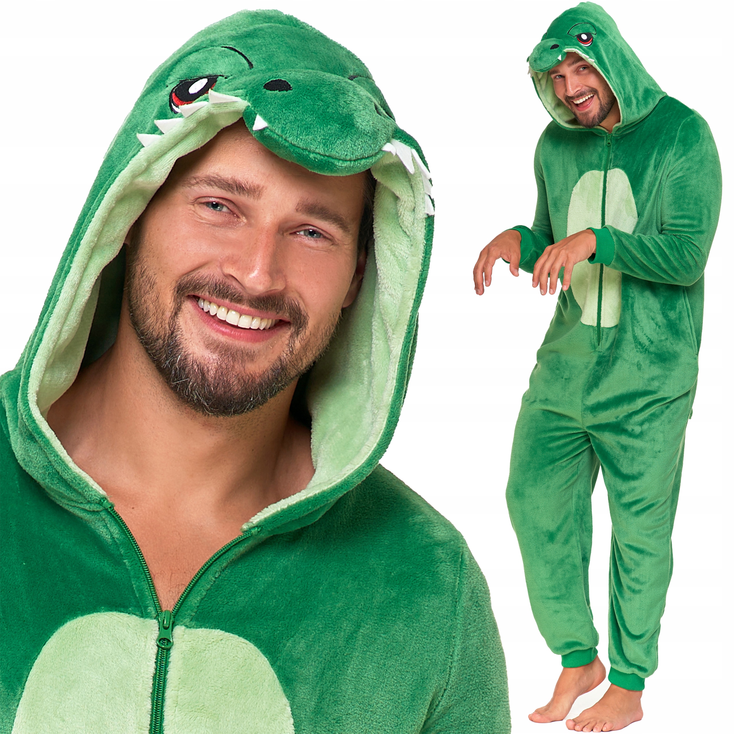 Pánské pyžamo Kigurumi Teplá kombinéza Dinosaura Onesie s kapucí S
