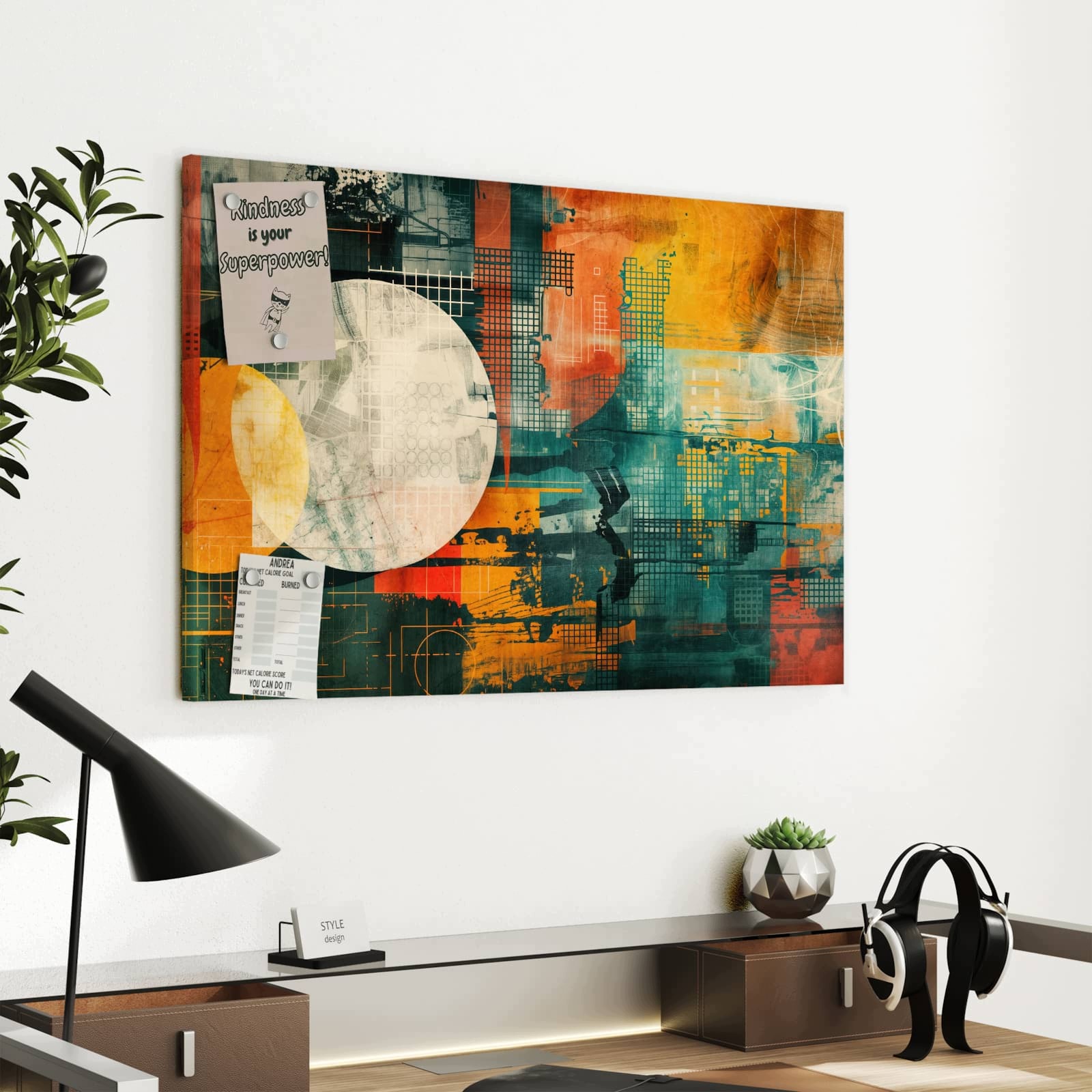 Magnetická tabule Barevné Geometrie Umění 60 × 40 cm