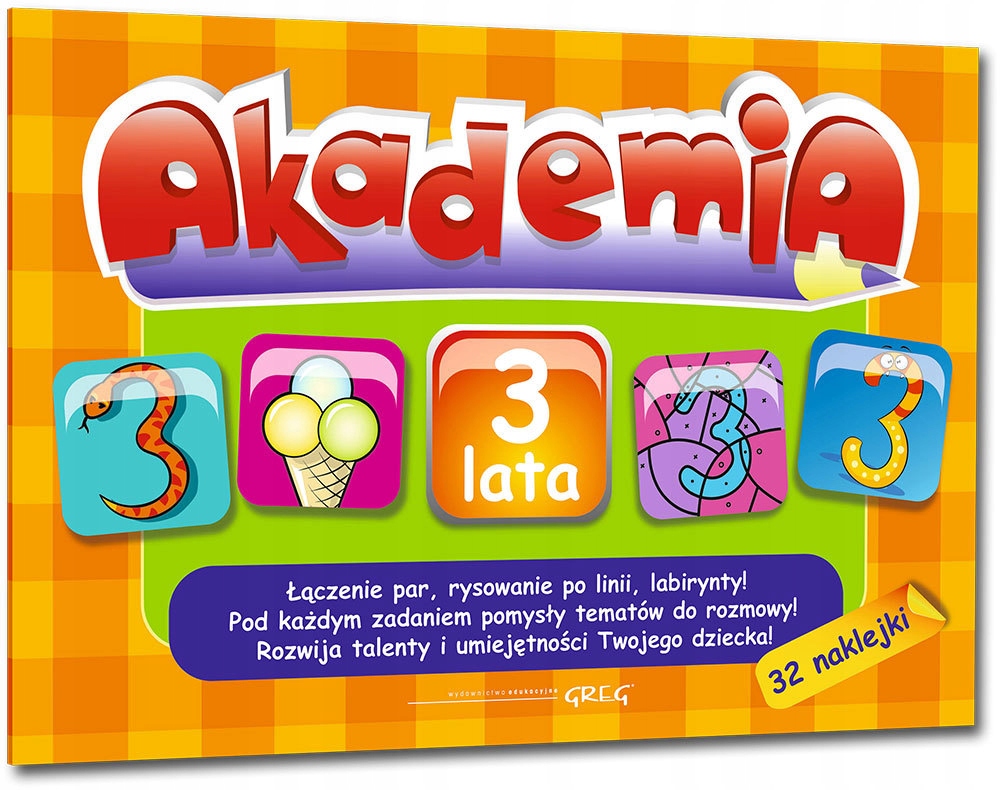 

Akademia 3 Lata +32 naklejki Greg