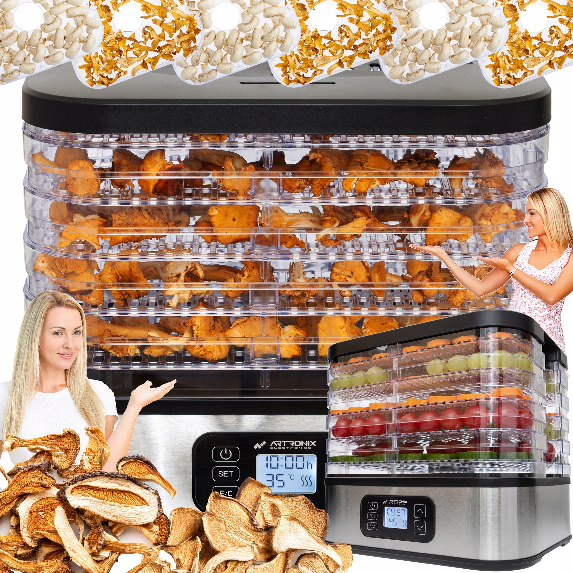 Sušička Potravin Pro Potraviny, Houby, Bylinky, Ovoce, Zeleniny, Časovač! 400W