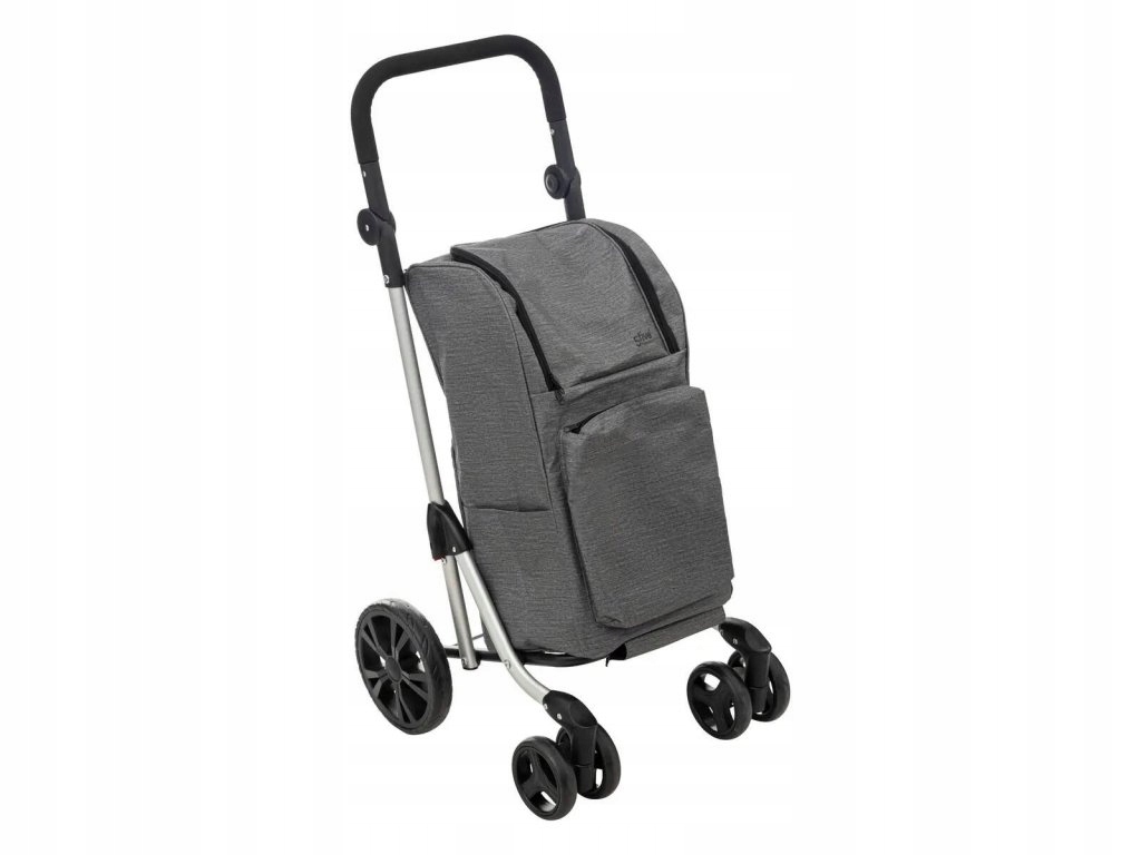 Nakupný vozík na pevných kolieskach, šedý, 46 l