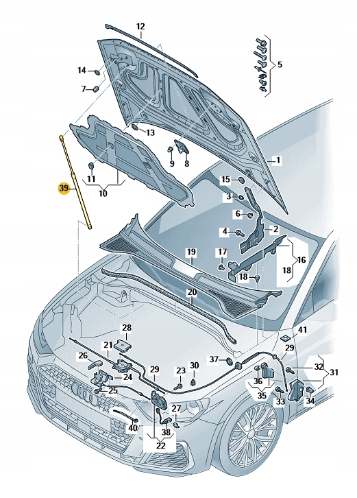 83A823359B - Газовий привід відкривання капота AUDI Q3 ASO