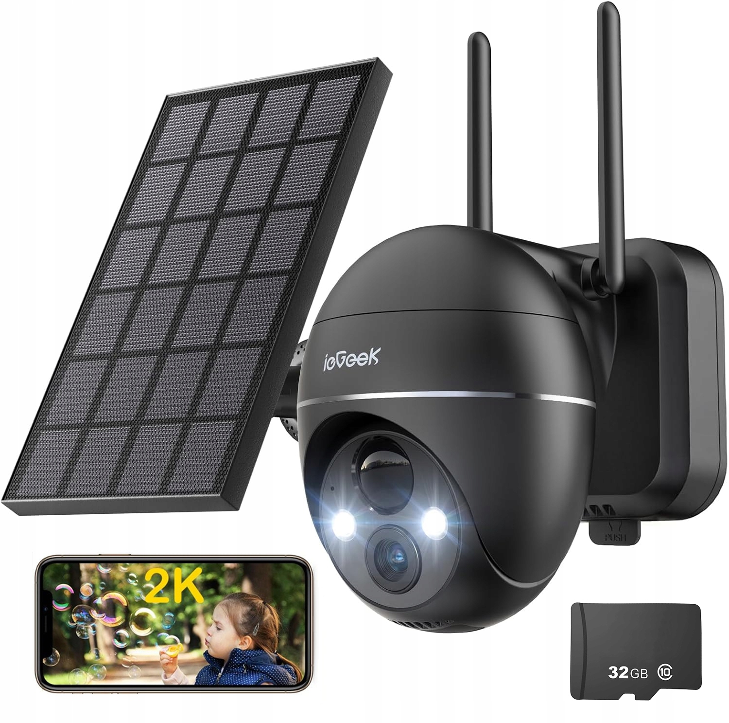 2K Venkovní Otočná Solární Kamera Ip Wifi 4x Zoom na 9000 Mah Baterie