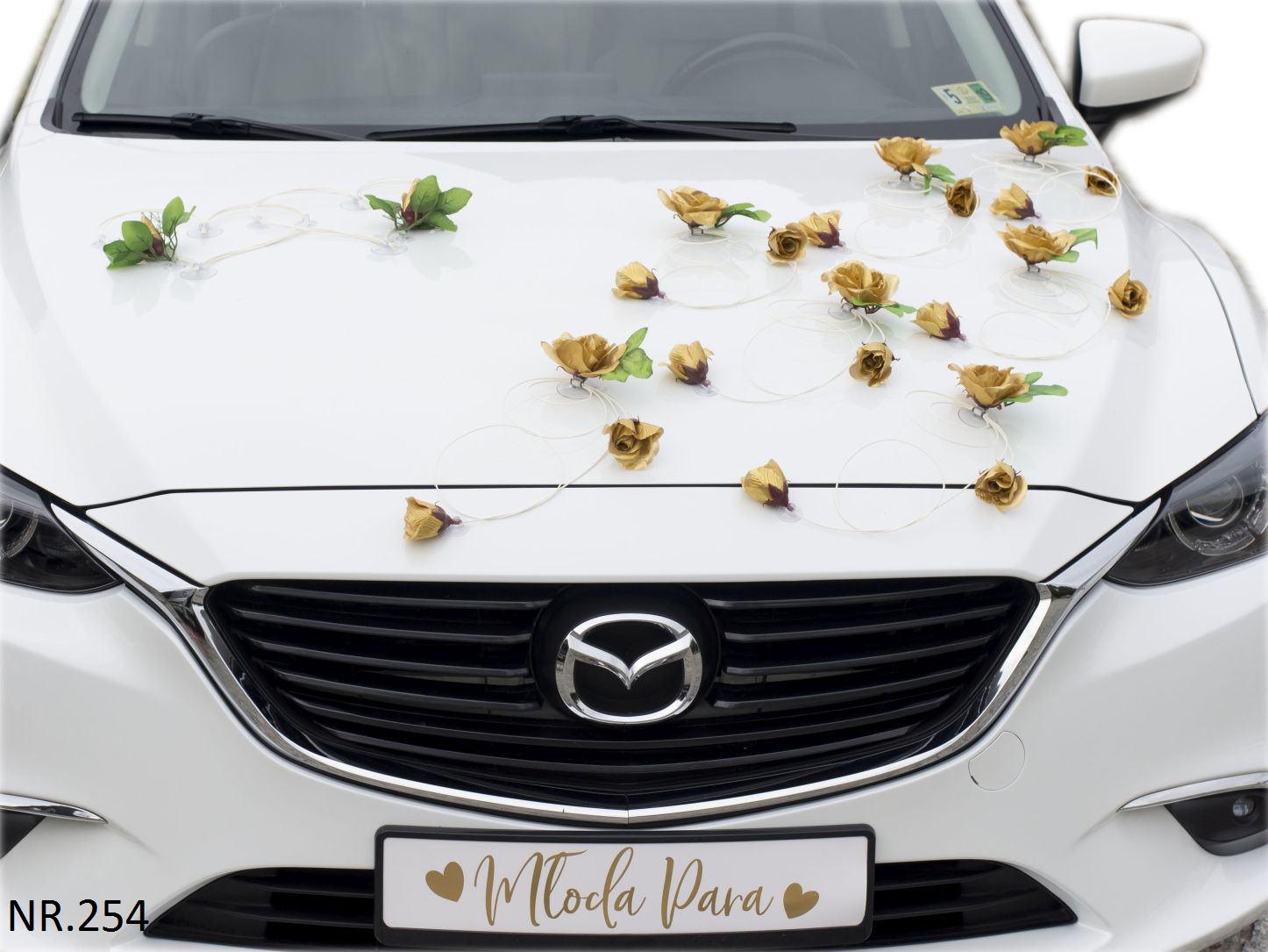 

Złota Dekoracja Samochodu ozdoba na auto ślub 254