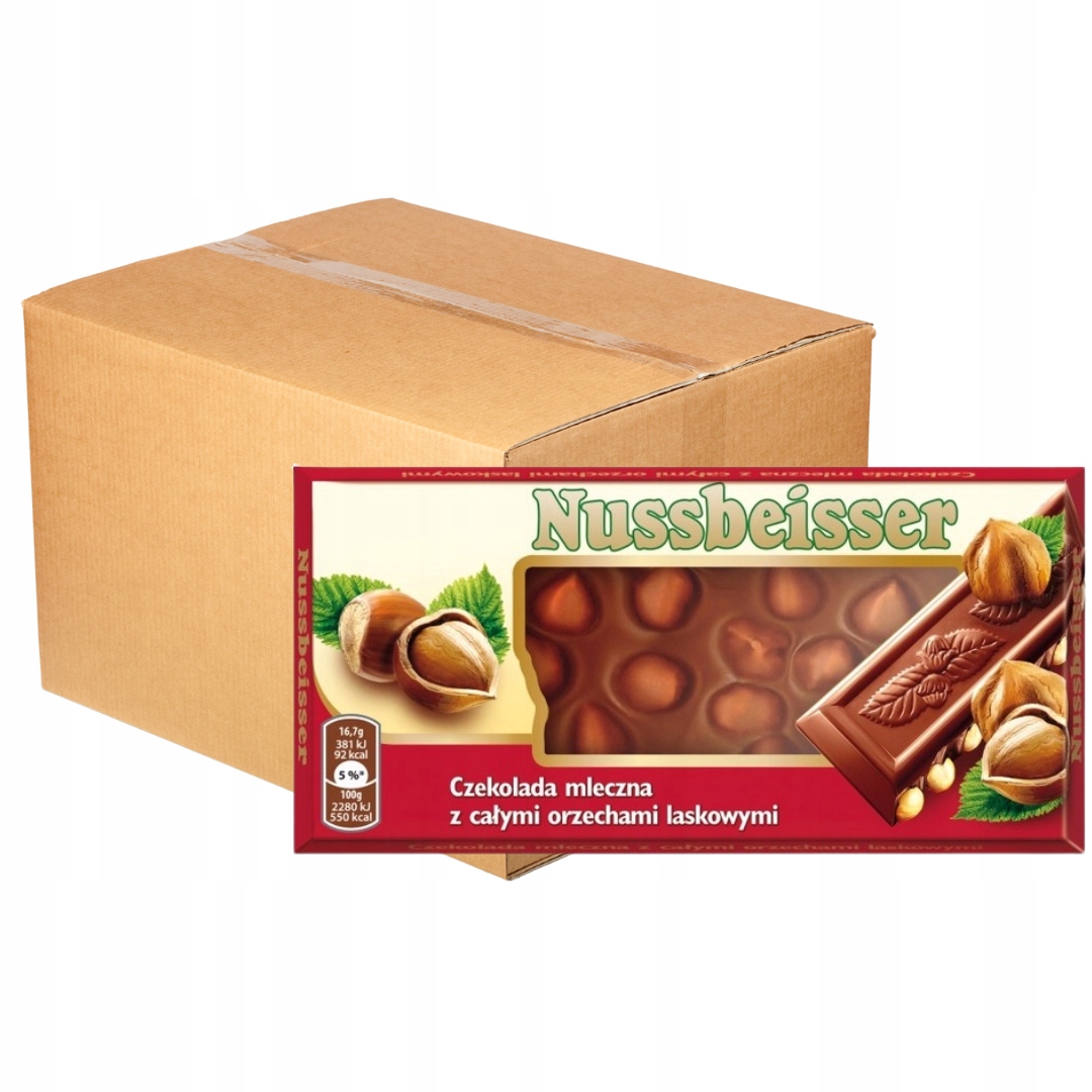 Levně Nussbeisser Čokoláda s celými lískovými oříšky 100 g x 20 kusů