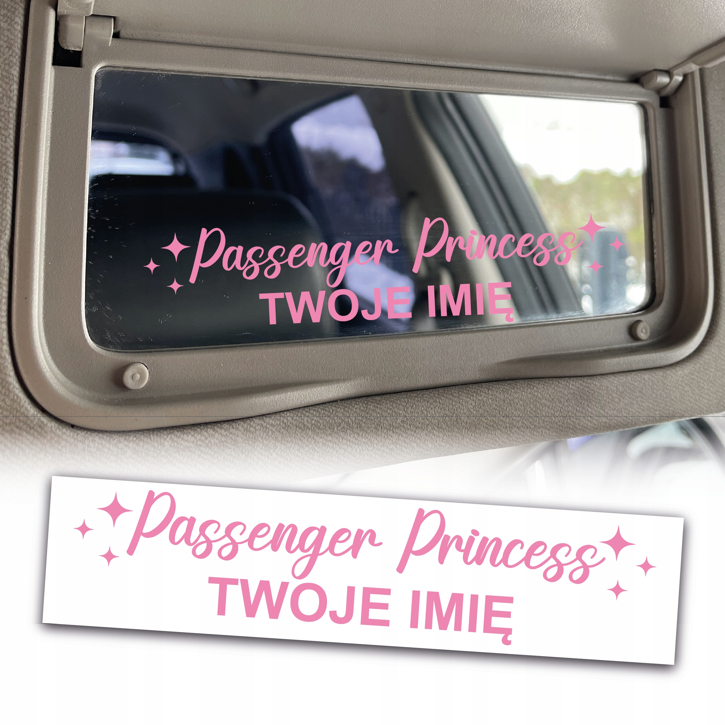 Naklejka Passenger Princess Personalizowana Na Lusterko Twoje Imię 11 cm