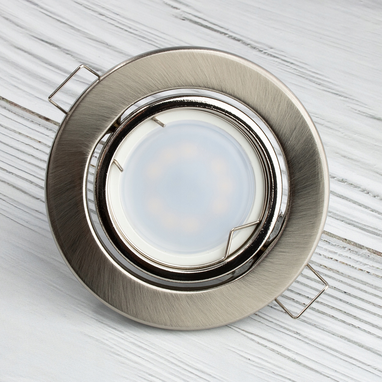 6x Oprawa Halogenowa Podtynkowa Lampa Sufitowa Ruchoma Satyna + LED GU10 3W Marka Lumiled