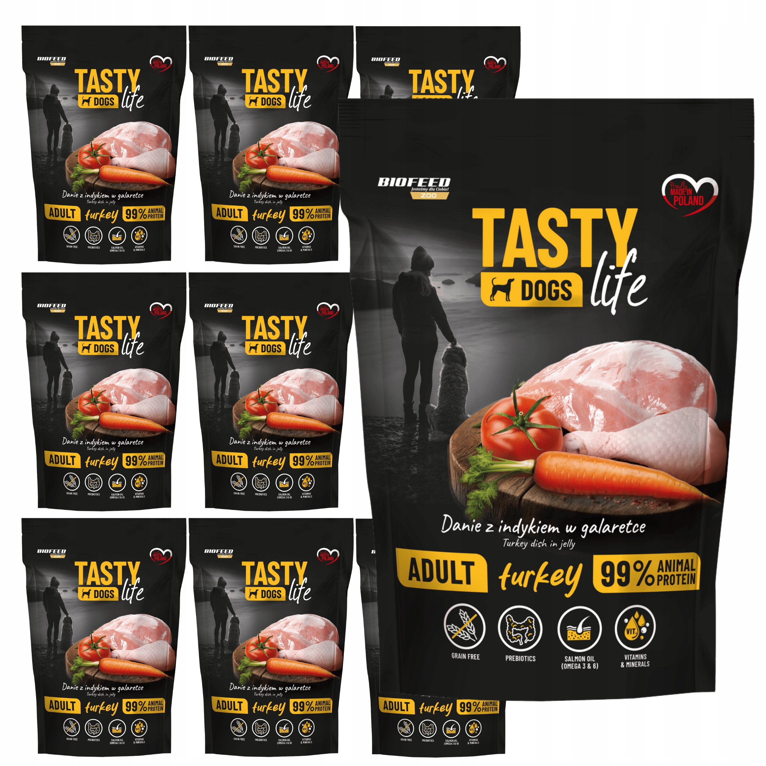 Krmivo pro psy Biofeed Tasty Life Adult v želé Krůta 10 x 500 g