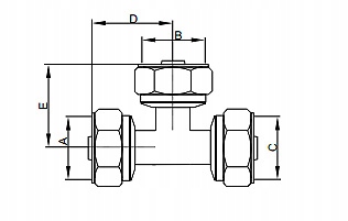 TRÓJNIK PEX-GW-PEX ZŁĄCZKA ŁĄCZNIK ALUPEX 20 x 1/2 Typ rura PEX
