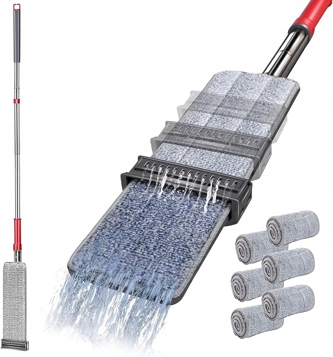 Levně Masthome mopovací tyč, 6 návleků z mikrovlákna, červená