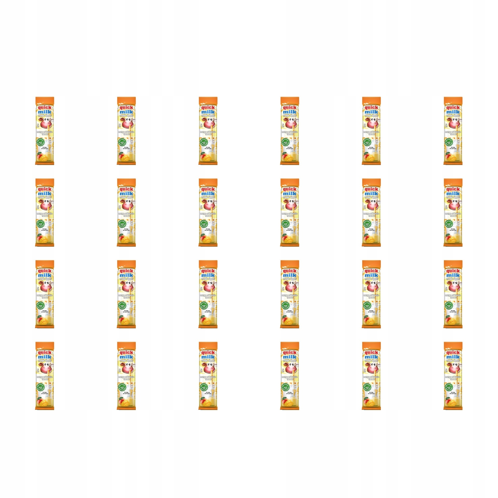 24 x 30 g Quick Milk ochucené brčka na mléko (5 x 6 g) Mango Milkshake