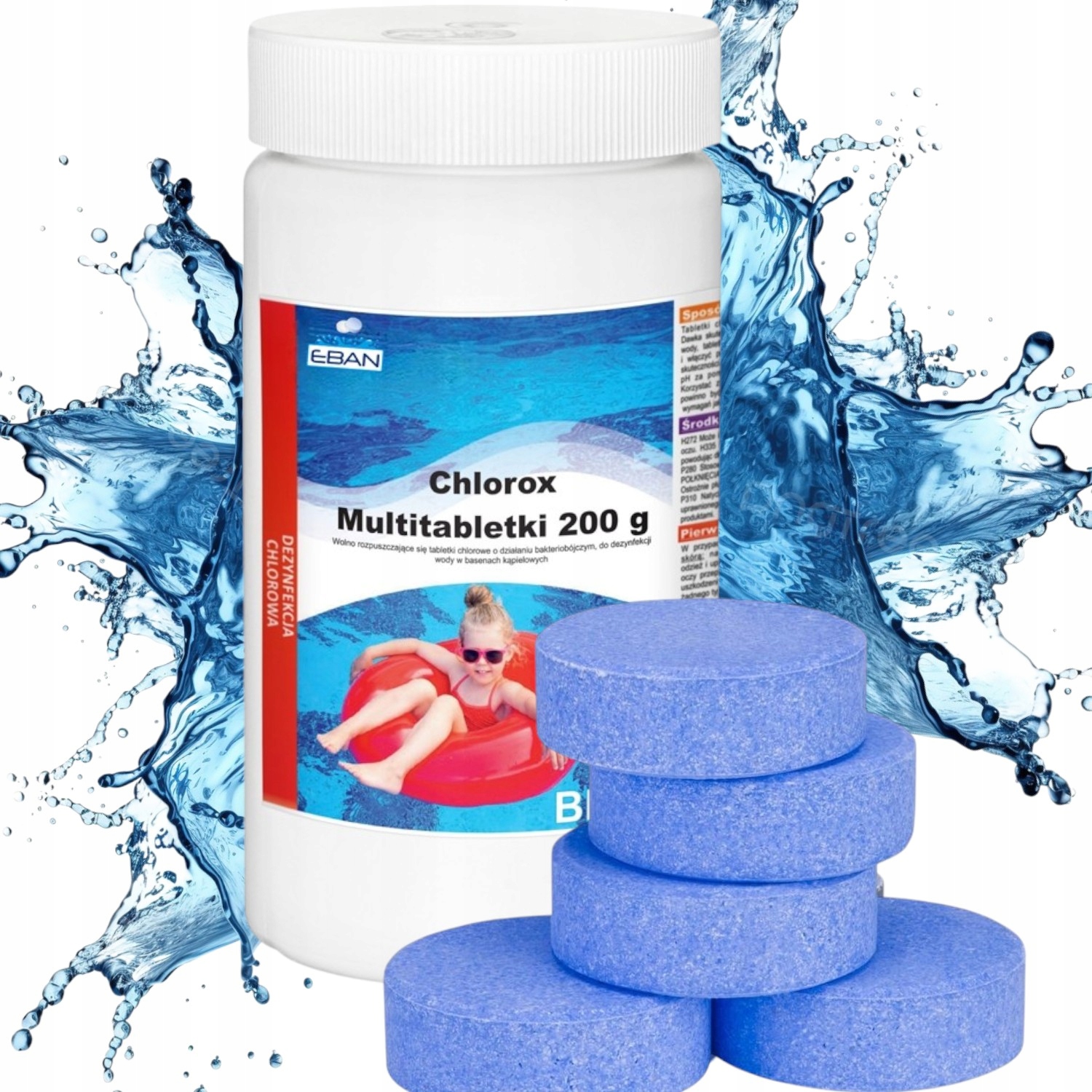 Chlor 200g Basenu Jacuzzi Spa Tabletki Niebieska Woda Chemia do Basenu 1KG