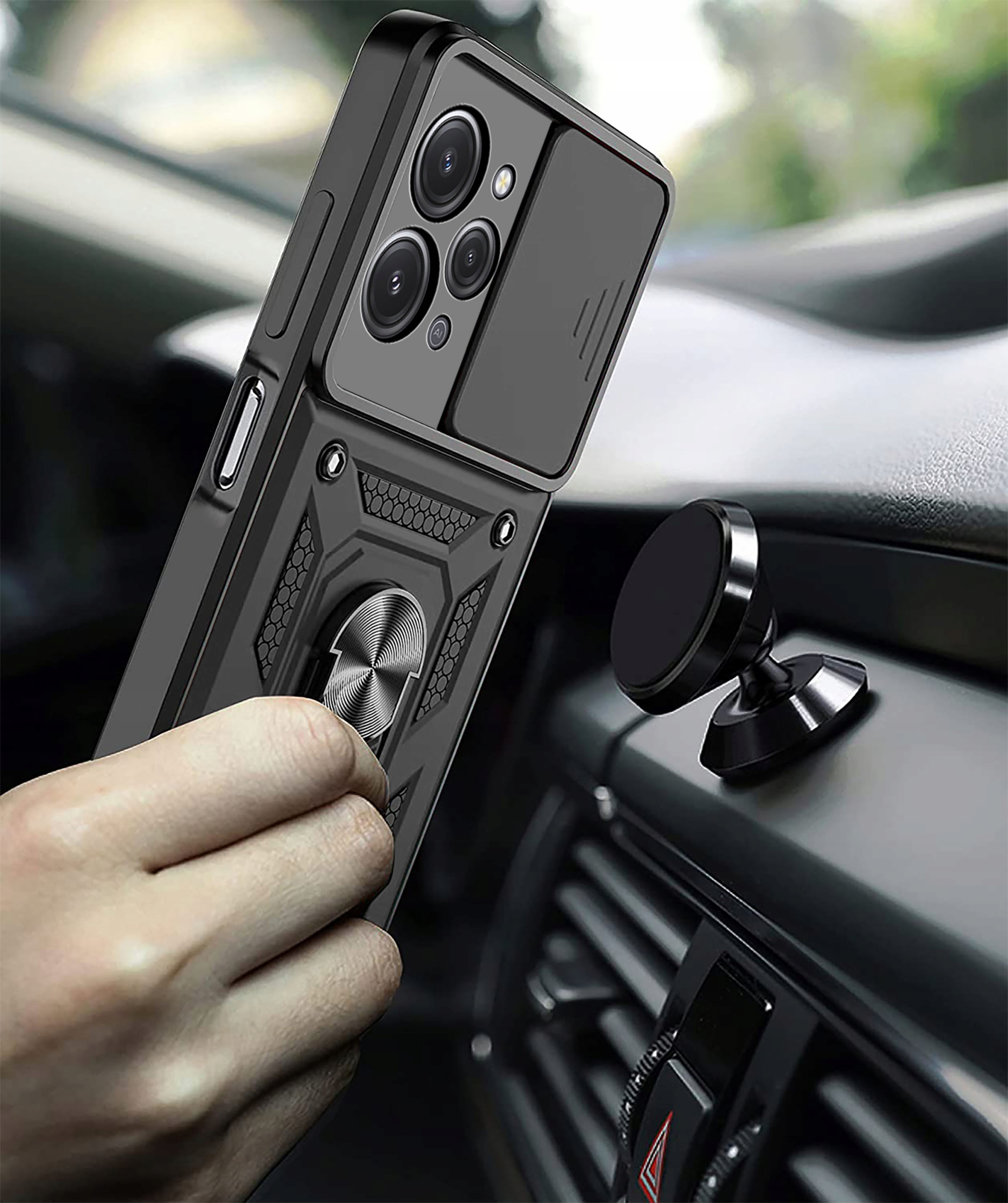 Etui do Xiaomi Redmi 12 4G SLIDE RING + SZKŁO 9H Kod producenta CAMSHIELD_CASE_2D42A