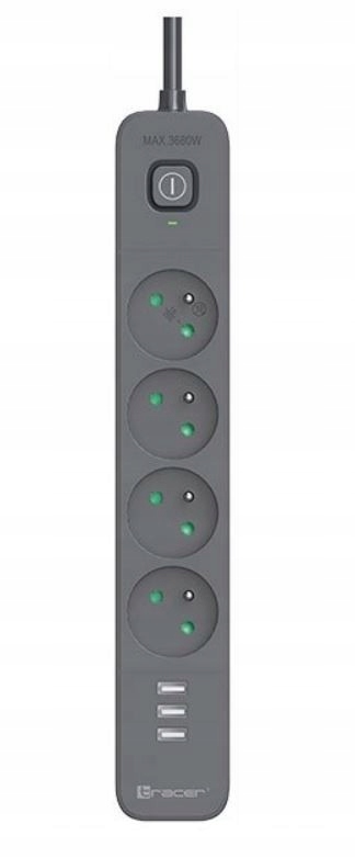 Zásuvková lišta proti přepětí Power Line+ mobile ready 1.5 m (4+,)