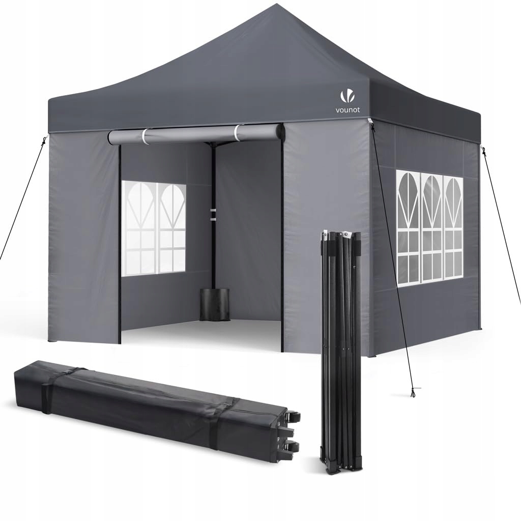 Vounot Pavilon 3 x 3 m vodotěsný skládací pavilon šedý se 4 díly