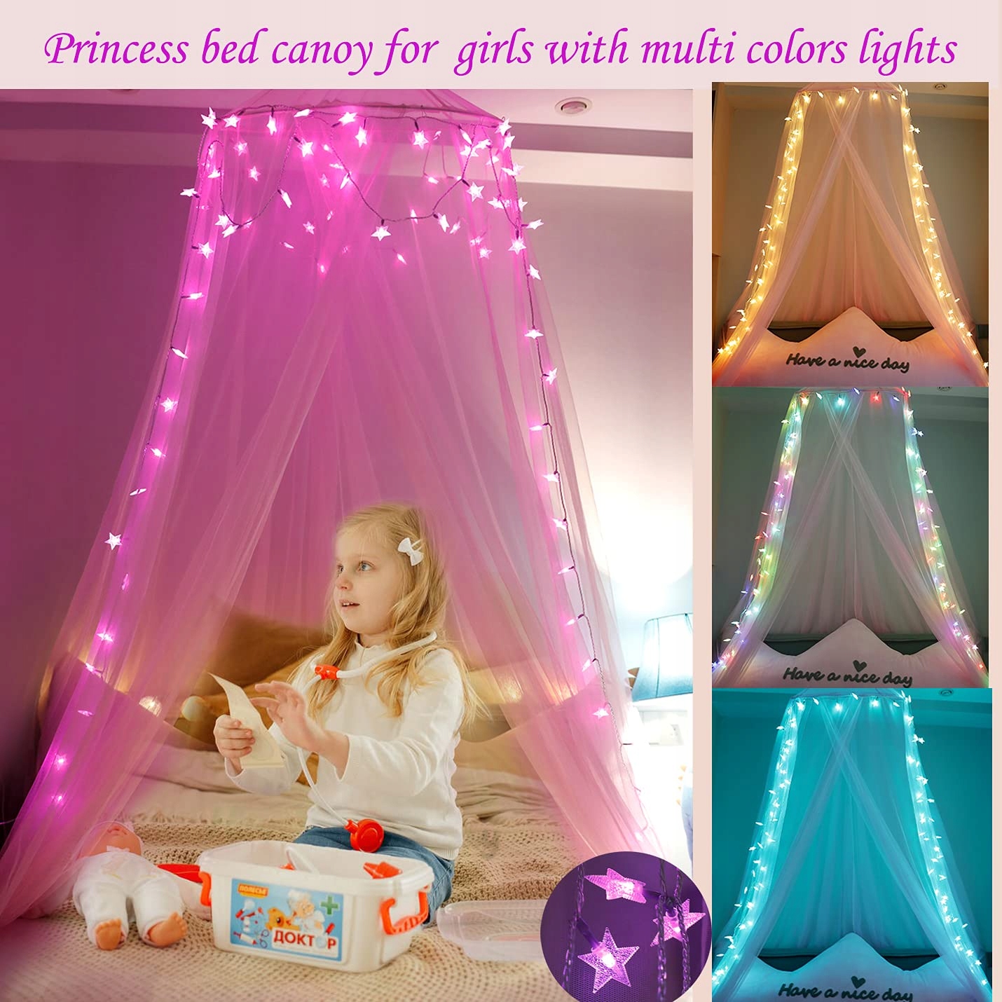 HEYCOLOR Baldachim Łańcuch Girlanda Świetlna Lampki 8 Trybów 100 LED — miniatura 2