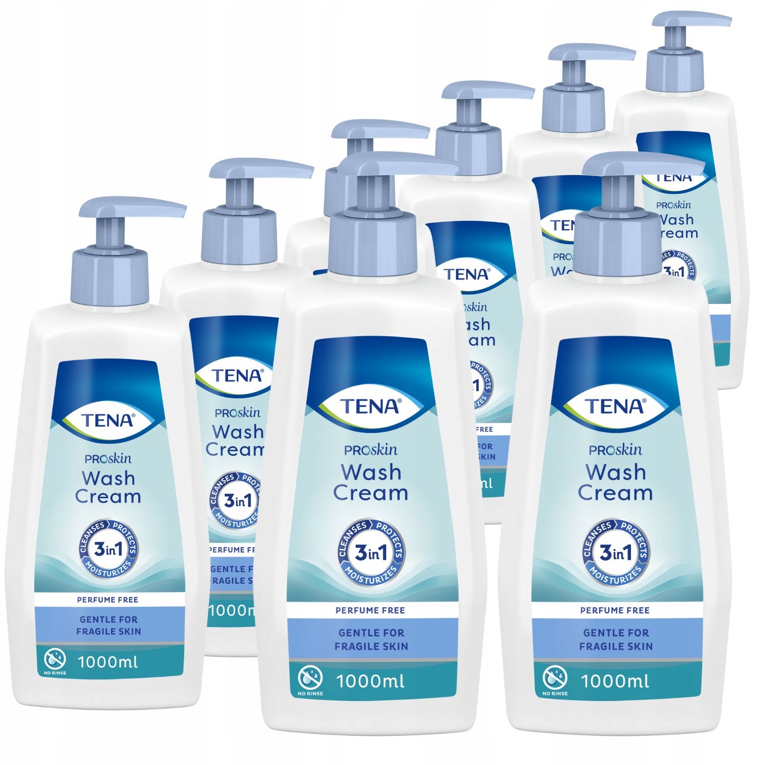 Karton 8x1000ml Tena Wash Cream 3in1 krem myjący bez spłukiwania do ciała