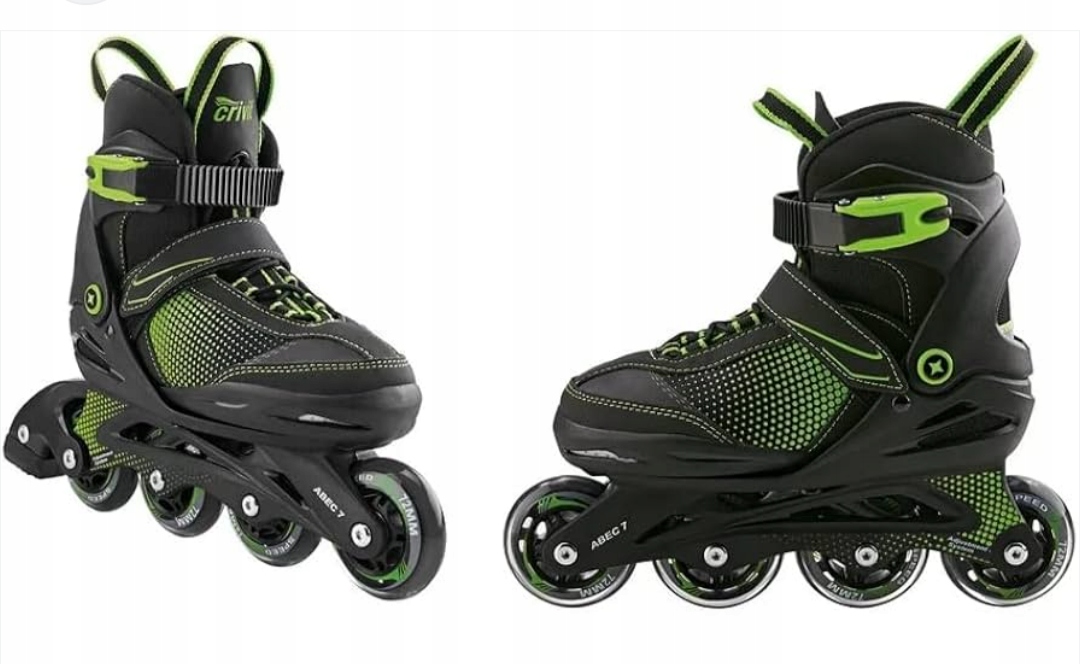 Łyżworolki Dziecięce Zielone 29-33 Łożyska Chromowane Wysokiej Jakości