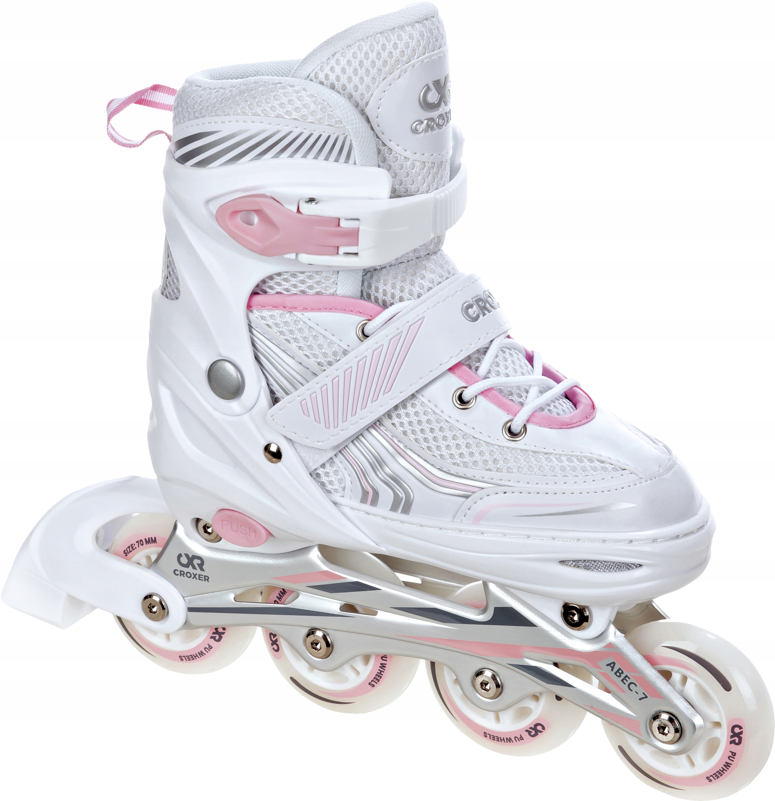 Ролики Croxer Optima White/Pink 31-34 Каучук Abec7