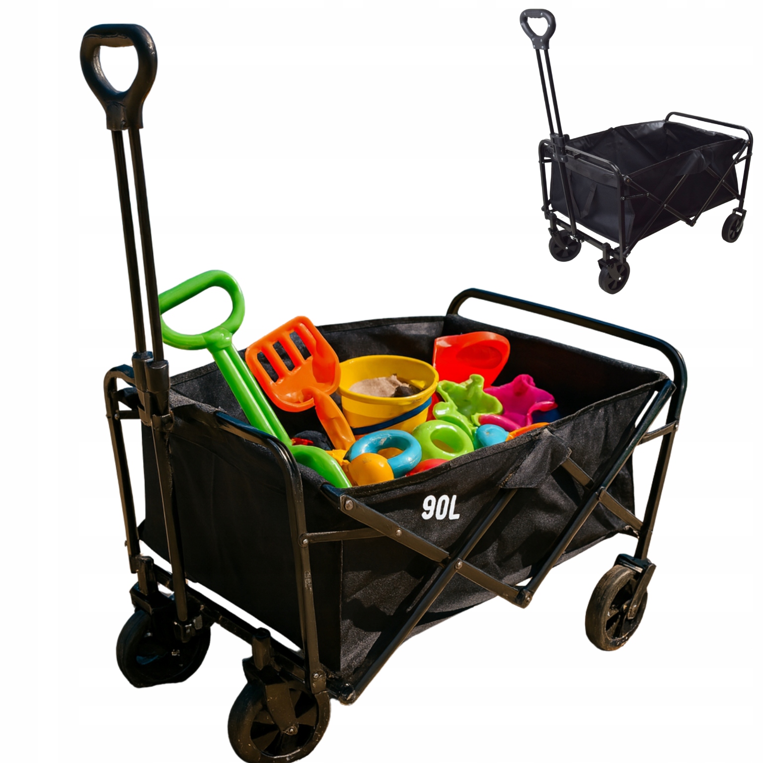 Plážový Skládací Zahradní Přepravní Vozík Velký 90 l Terénní Kola