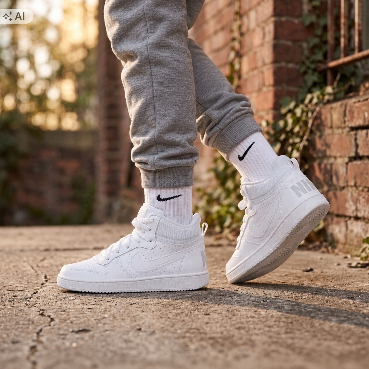 Nike Court Borough MID buty młodzieżowe sportowe dziecięce białe modne 37,5
