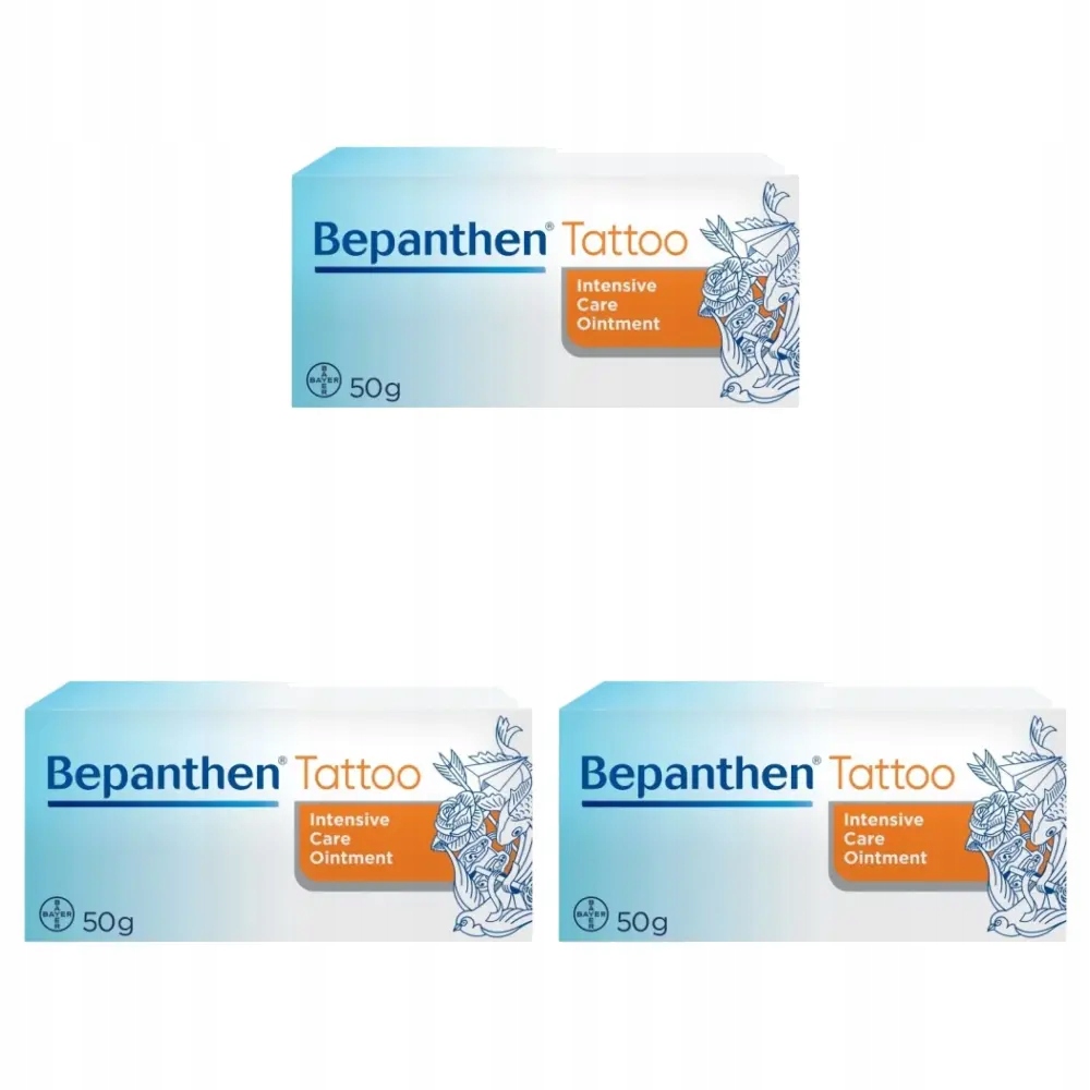 3x Bepanthen Tattoo, maść pielęgnująca na wytatuowaną skórę, 50 ml