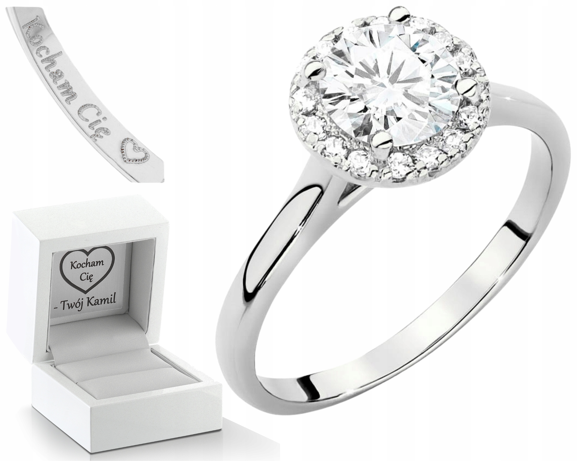 Bílý Zlatý Prstýnek S Brilianty Lab 1,14 Ct Kulatý Zlato 585 Dárek