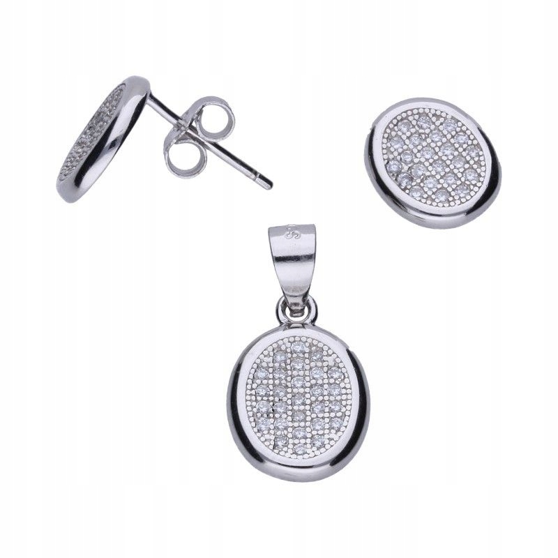 Dámský set stříbrných šperků 925, kulatý s bílými zirkony