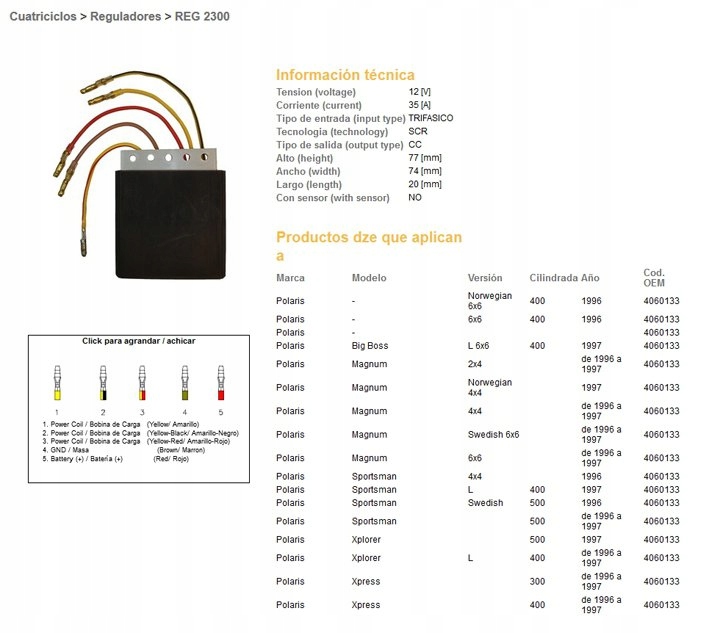 Regulátor Napätia Polaris 300/400/500 (oem-) (ESR950)