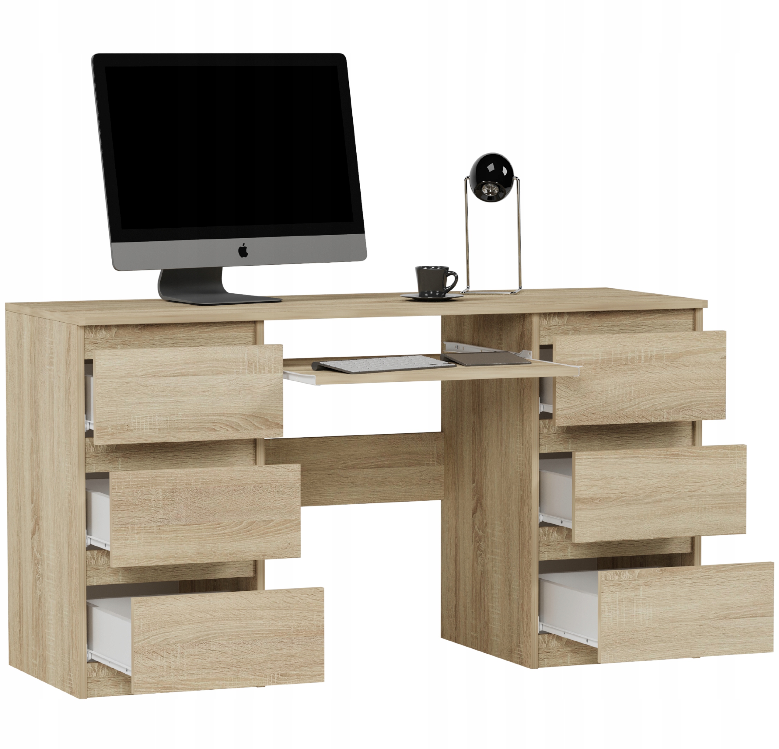 Meble Biurko komputerowe 6sz 135cm sonoma N32