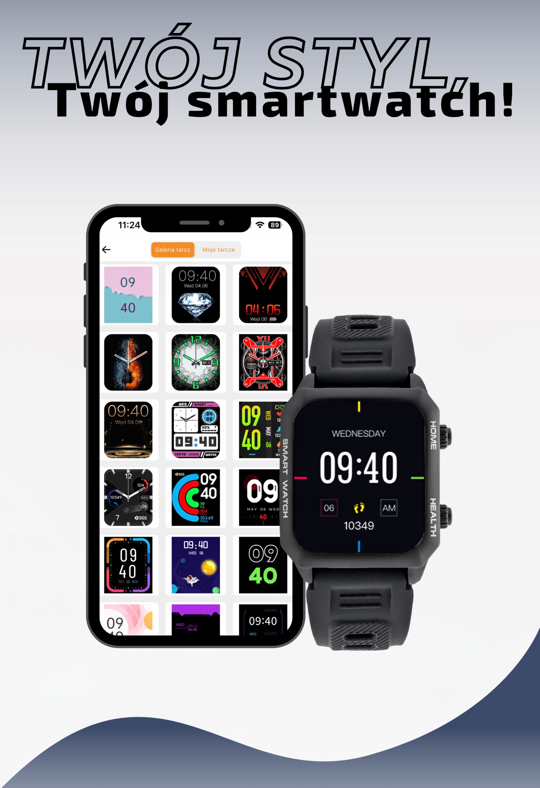 Smartwatch KROKI DYSTANS KALORIE TRYBY SPORTOWE Złącza brak