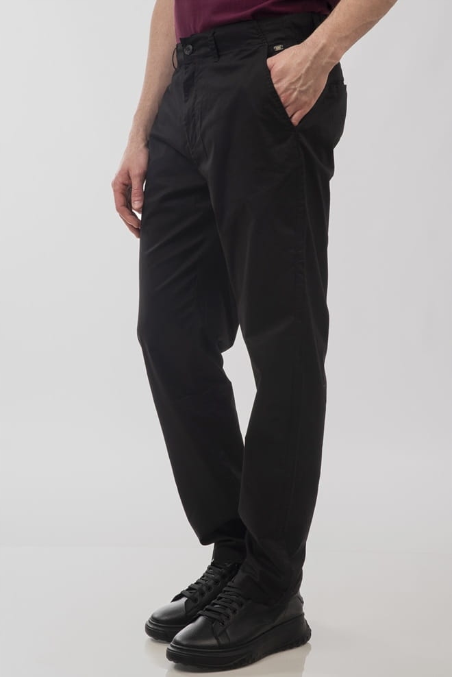 Pánské letní kalhoty s gumou, černé, Double, velké velikosti