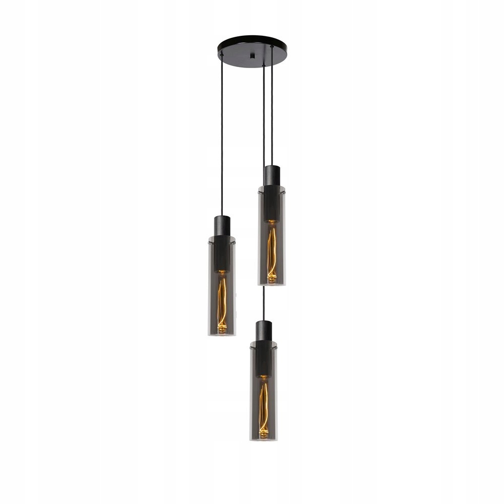 Čierna závesná lampa Orlando s teplým leskom nad stolom 13/65/Lucide