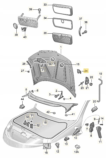 UCHWYT SPINKA PODPORY MASKI PRZÓD OCTAVIA 2 II OE Numer katalogowy części 6Y0823397A209