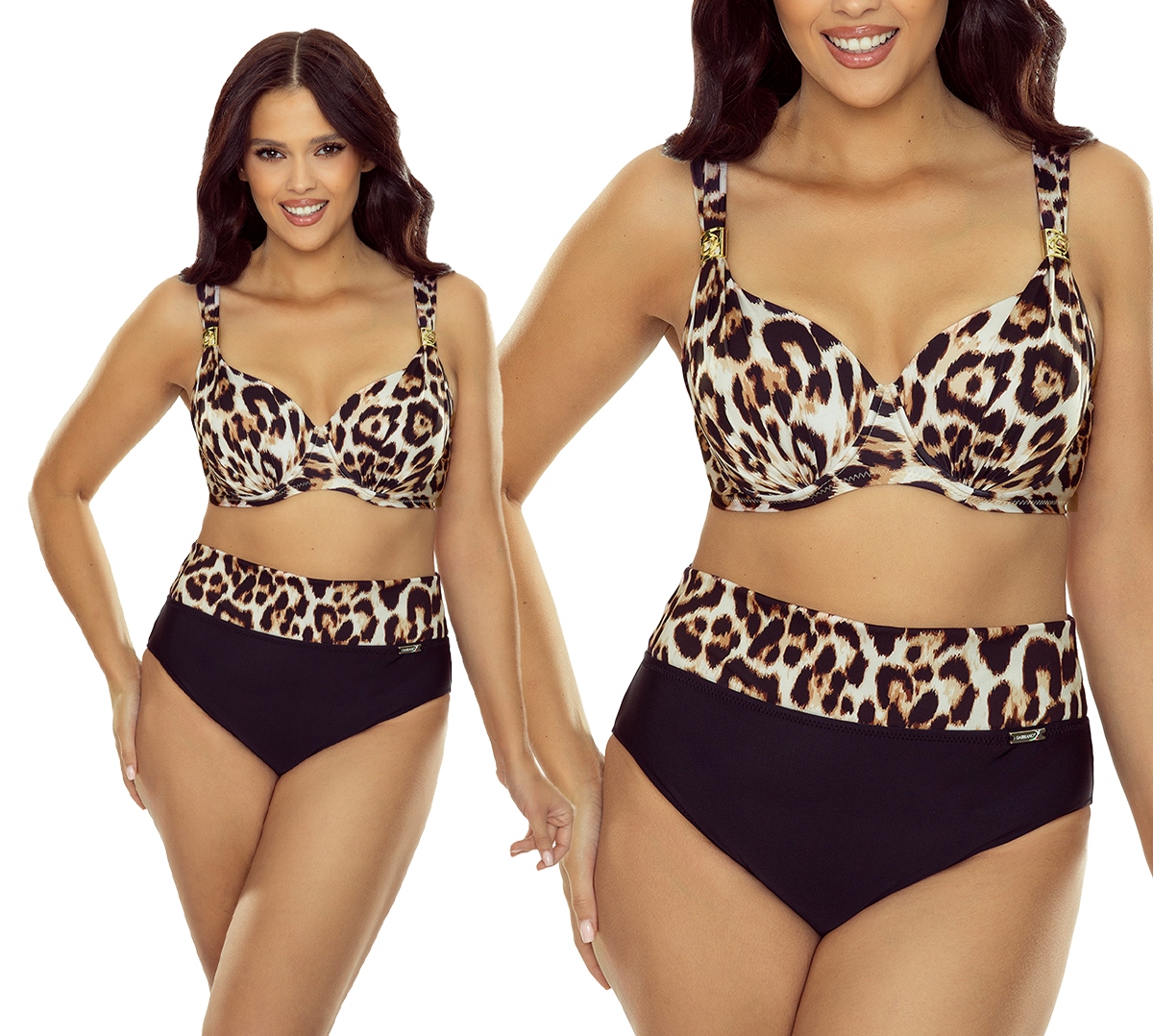 Plavky Gabbiano Elena bikiny vysoký pas panterka 46E/3XL 95E