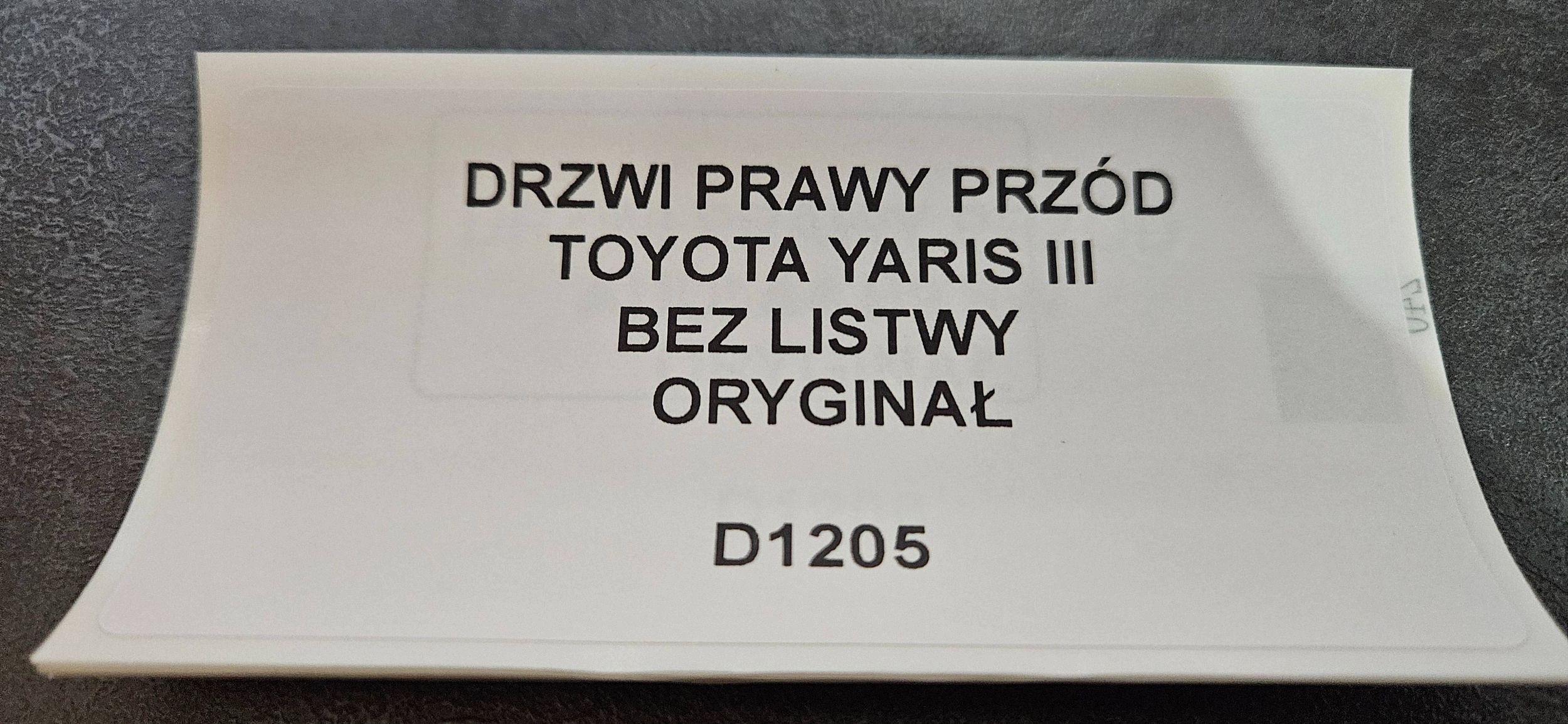 door right front TOYOTA YARIS III without mouldings original