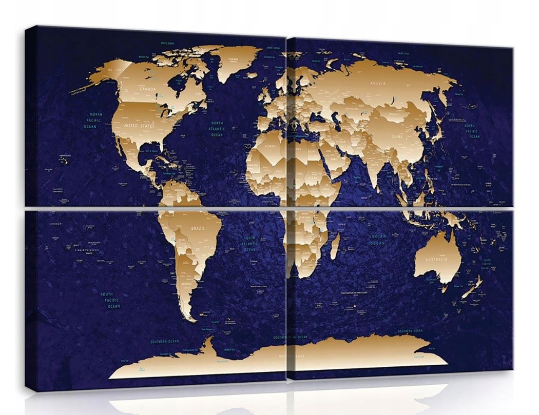 Obraz 120x80 Mapa světa zlatá modrá abstrakce geografie dekor umění