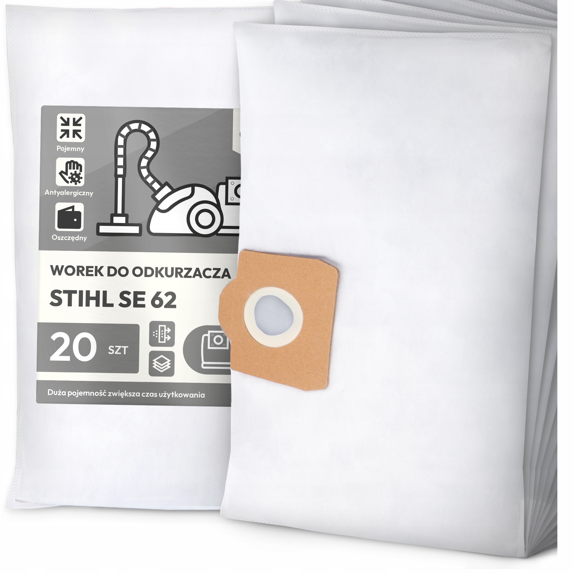 20 x Sáček Do Vysavače Stihl Se 62 Syntetický Textilní Prostorný Sáčky