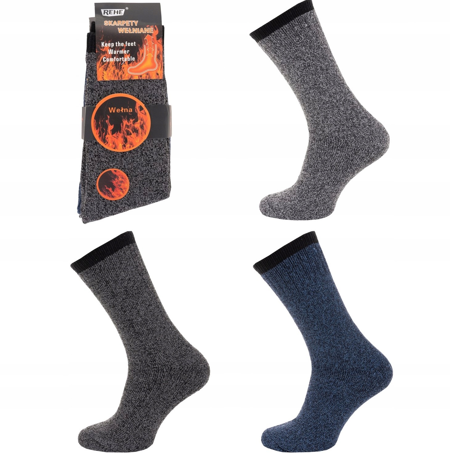 

3x Skarpety Wełniane Męskie skarpetki Wełna 42-46