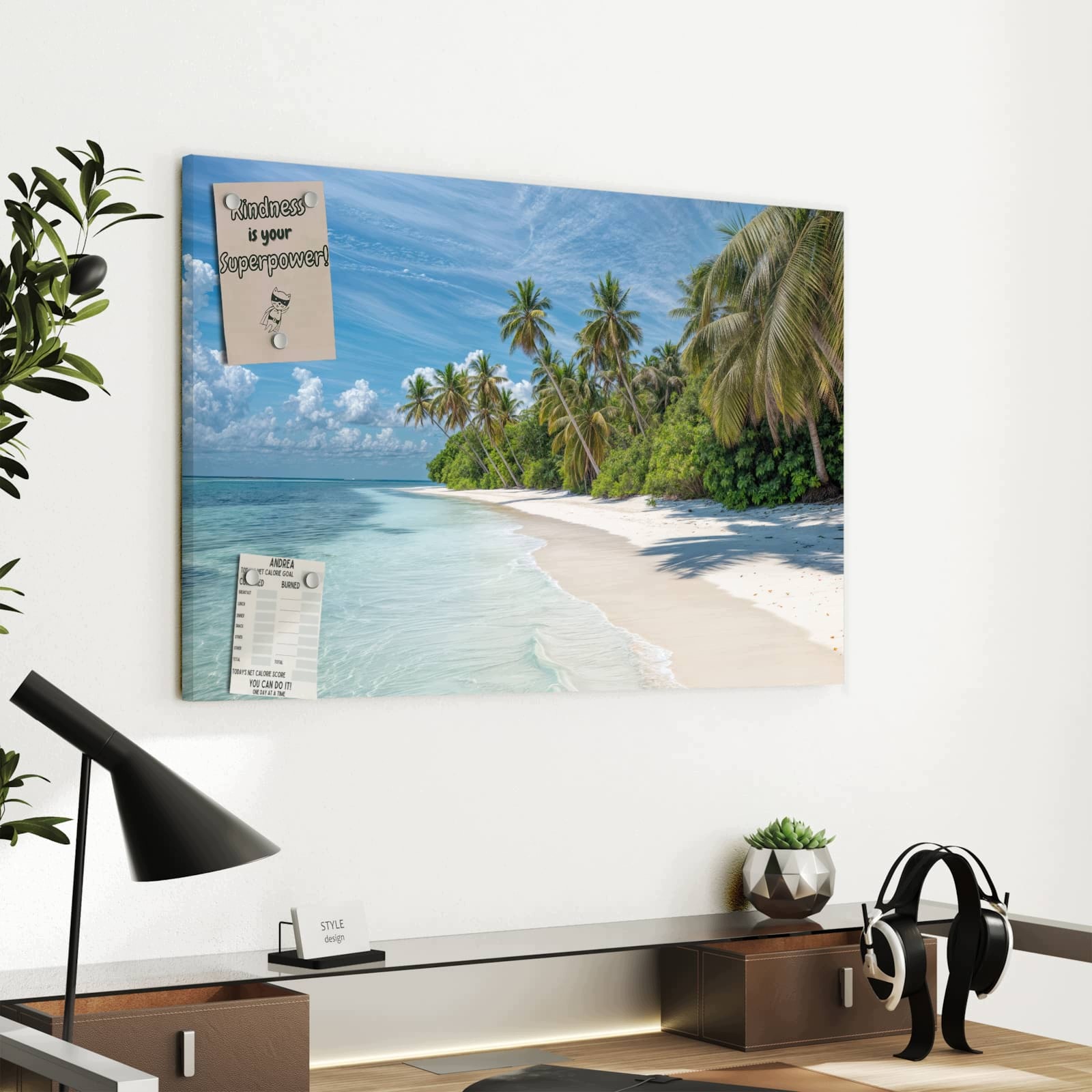 Magnetická tabule Palmy Wymarzona pláž 60 × 40 cm